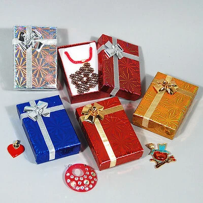 Combination Pendant, Earring or Ring Boxes- 3 1/8" x 2 1/2" x 7/8"- Mixed Hologram- 72/case