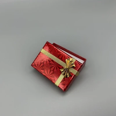Red Bow/Tie Hologram Box for Ring, Earring or Pendant- 3 1/8" x 2 1/2" x 7/8"-