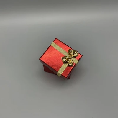 Red Bow/Tie Hologram Box for Ring, Earring or Pendant - 2 1/8" x 2" x 1 3/8"