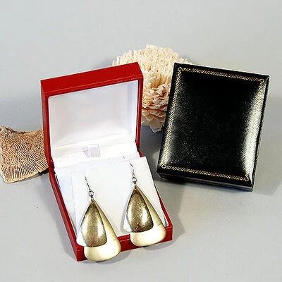 Leatherette Pendant/Earring Box w/Flap- 2 3/4" x 3 1/4" x 1 1/4"H