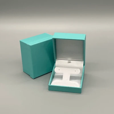 Teal Leatherette T-Earring Box- Earring Tree Style- 2-3/4 x 3 x 1-5/8H