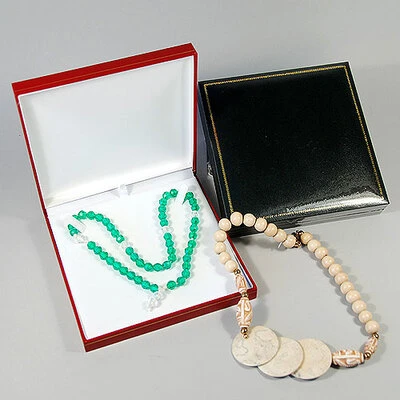 Leatherette Necklace Box - 6 1/4" x 6 1/4" x 1 1/4"H