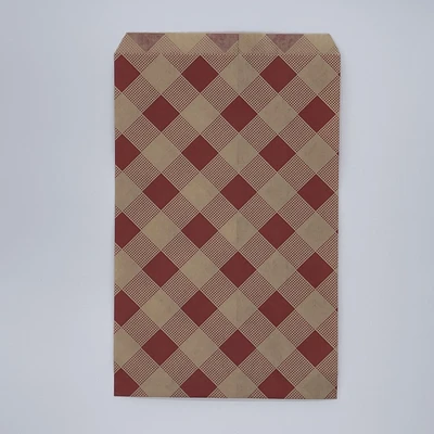 Paper Merchandise Bags- Red Checked Kraft - 4"x 6" - 1,000/pack