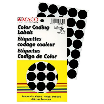 Round Label 3/4"- Black 1000/pack