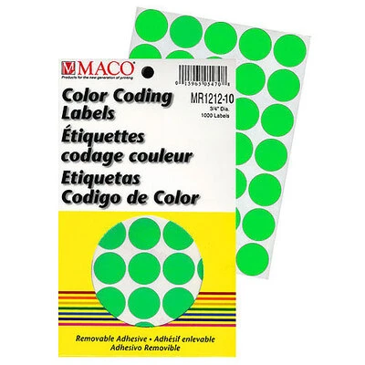Round Label 3/4"- Green Glo- 1000/pack