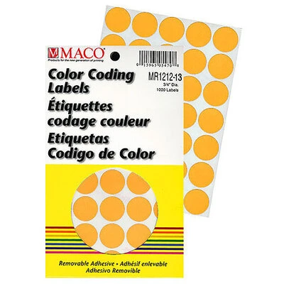 Round Label 3/4"- Orange Glo- 1000/pack