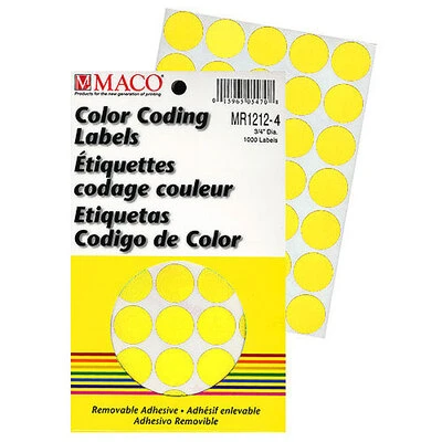 Round Label 3/4"- Yellow- 1000/pack