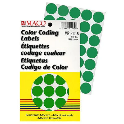 Round Label 3/4"- Green- 1000/pack