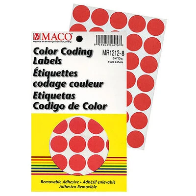Round Label 3/4"- Red- 1000/pack