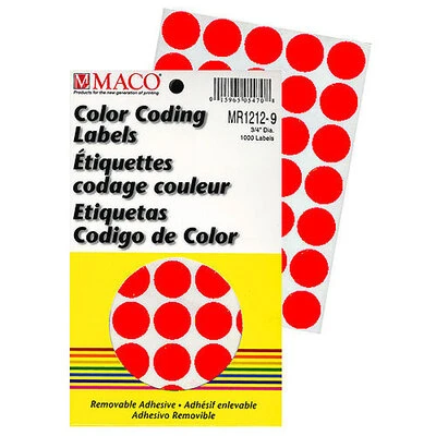 Round Label 3/4"- Red Glo- 1000/pack