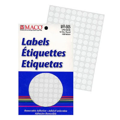 Round Labels- 5/16"- White- 1000/pack