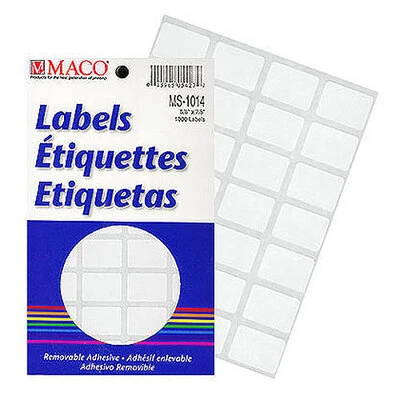 Rectangle Labels- 5/8" x 7/8"- White- 1000/pack