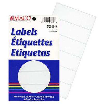 Rectangle Labels- 1" x 3"- White- 250/pack