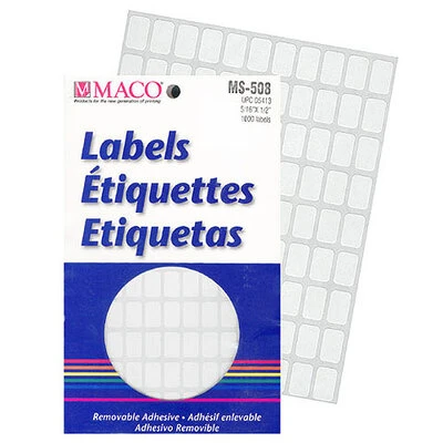Rectangle Labels- 5/16" x 1/2"- White- 1000/pack