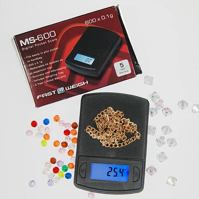 Scale- 600g Capacity x 0.1g Resolution- Stainless Steel Platform- Backlit LCD Display-