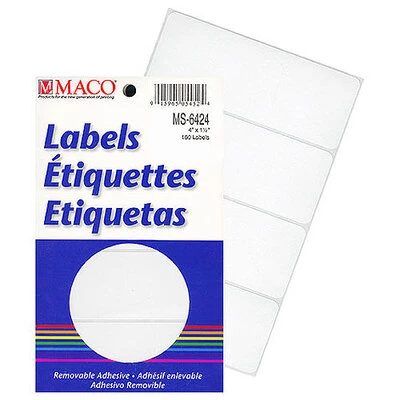 Rectangle Labels- 4" x 1 1/2"- White- 160/pack