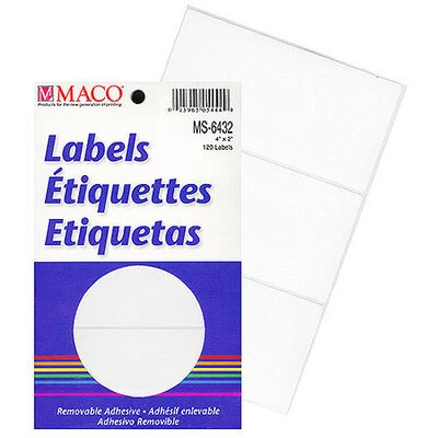 Rectangle Labels- 4" x 2"- White- 120/pack-