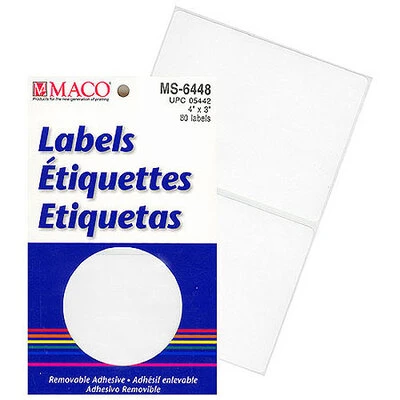 Rectangle Labels- 4" x 3"- White- 80/pack