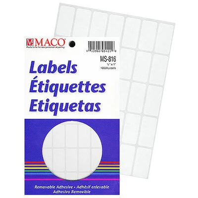 Rectangle Labels- 1/2" x 1"- White- 1000/pack