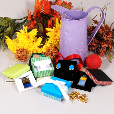 Ribbon Boxes- T-Earring/Pendant Pad- Self-Tie- 2 5/8" x 2 5/8" x 1 1/4"H- 40/Case