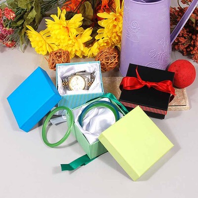 Ribbon Boxes- Satin Bangle Watch Insert- Self-Tie- 3 1/2" x 3 1/2" x 1 5/8"H- 24/Case