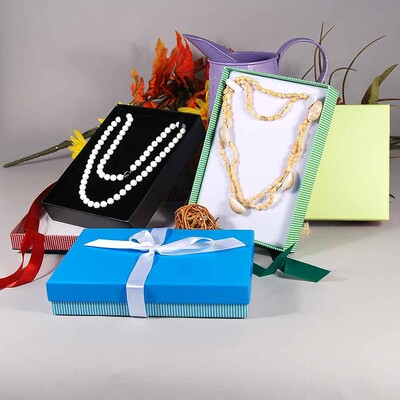 Ribbon Boxes- Necklace- Self-Tie- 7 1/4" x 5 1/4" x 1 5/8"H- 12/Case