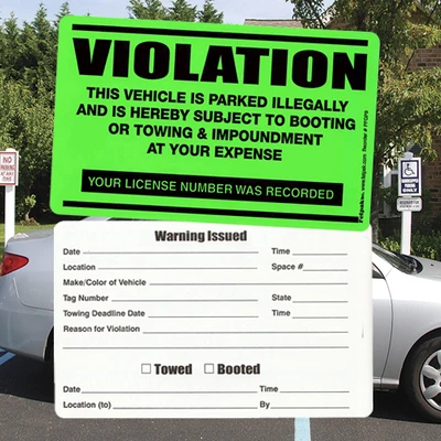 Parking Violation Stickers- Permanent- Violation- 8" x 5"- 50/pack
