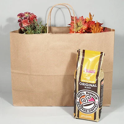 Paper Shopping Bags- Natural Kraft- Vogue- 16" x 6" x 12"- 80 lb Basis Wt- 250/pk