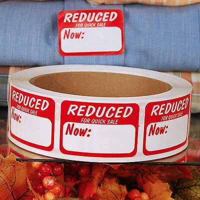 Reduced Label- 1 5/8" x 1 1/8"- 500/Roll- Price Per 1,000 Labels