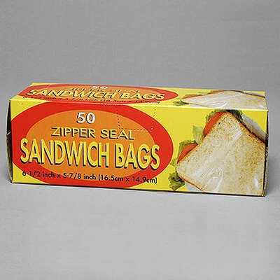 Resealable Sandwich Bags- Zip Seal- 6 1/2" x 5 7/8"- 1.2 Mil- 50/Box- Price Per Box
