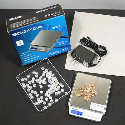 Scale- 2000g Capacity x 0.1g Resolution- Built for Tough Jobs- Lg Stainless Steel- Battery or AC