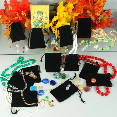 Velour-Textured Drawstring Pouches- Economy- 2" x 2 1/2"- Price Per Dozen