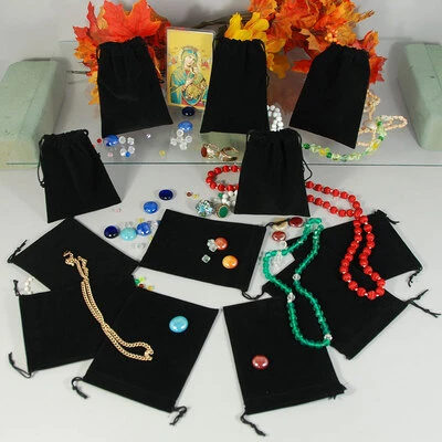 Velour-Textured Drawstring Pouches- Economy- 4 1/8" x 5 3/8"- Price Per Dozen