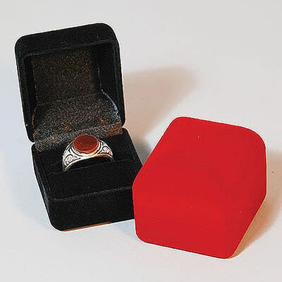 Flocked High Dome Ring Box - 2 1/8" x 1 7/8" x 1 3/4"H