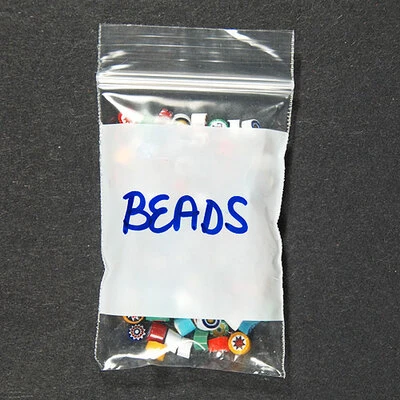 Resealable White Block Poly Bags- Zip Seal- 2" x 3"- 2 Mil- 1,000/box