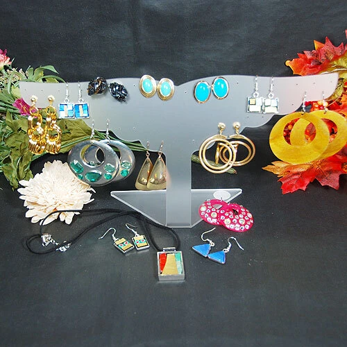 Angel Earring Display- Frosty Acrylic- Holds 19 Pairs- 12 1/2" x 6"H