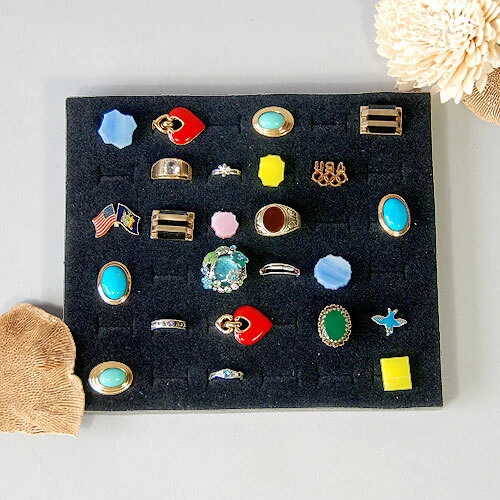 Ring Display Inserts- Slotted- Foam- Fits Half Tray- Black Only