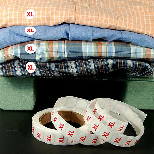 "XL" Size Label- 3/4"- Red Print- 1,000/Roll