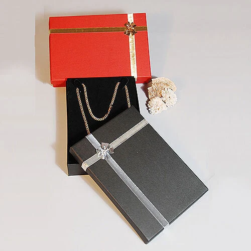 Bowtie Linen Box for Necklace - 7 3/8" x 5 1/4" x 1 1/2"