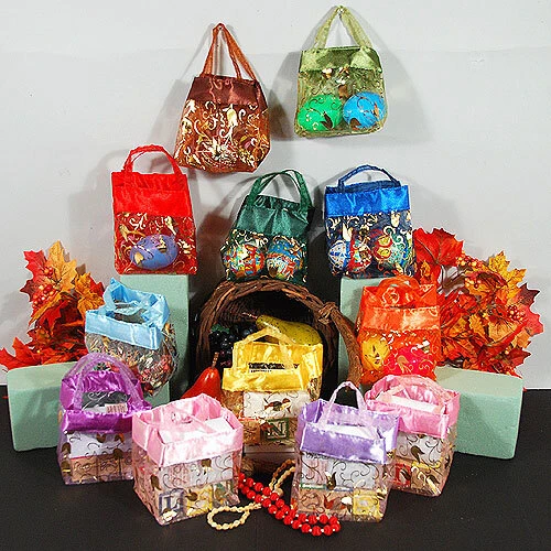Organza Tote- Assorted Colors Sheer- 3 1/2" x 2 3/4" x 4 1/2"H- 1 Dozen