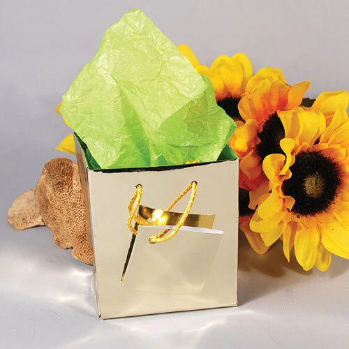 Micro Gift Bags- Gold Foil- 3" x 2" x 3 1/2"H- Price Per 100-