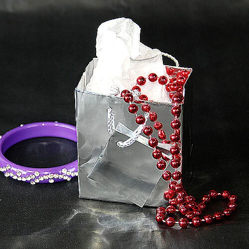 Micro Gifts Bag- Silver Foil- 3" x 2" x 3 1/2"H- Price Per 100