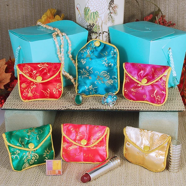 Chinese Pouches- 3" x 2 1/2"- Yellow Trim-   Packed in Assorted Dozens