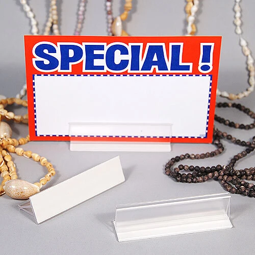 Counter Sign Holder- 1 1/8" x 3" x 3/4"- Clear Rigid PVC- Price Per 10 Pieces