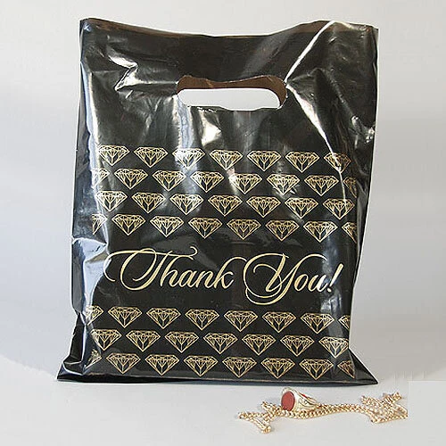 Die Cut Thank You Bags- 9" x 11"- Strong 1.5 Mil- 1000/case-