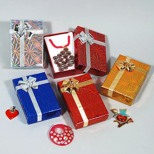 Combination Pendant, Earring or Ring Boxes- 3 1/8" x 2 1/2" x 7/8"- Mixed Hologram- 72/case