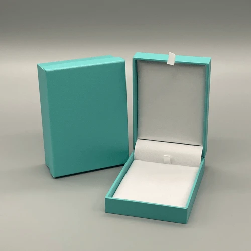 Teal Leatherette Large Pendant Box - 3 x 4-1/8 x 1-1/8