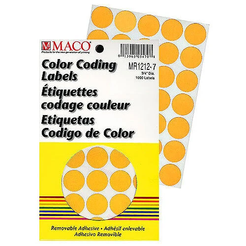 Round Label 3/4"- Orange- 1000/pack