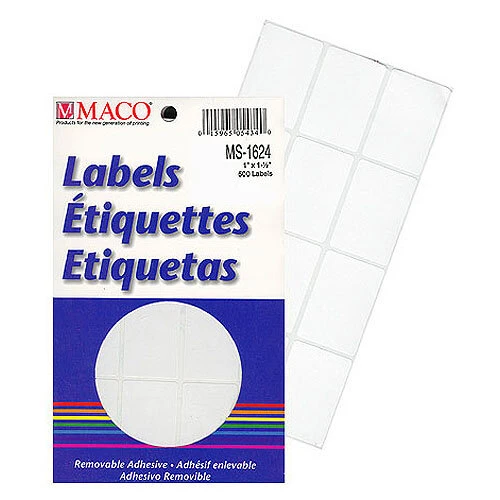 Rectangle Labels- 1" x 1 1/2"- White- 500/pack