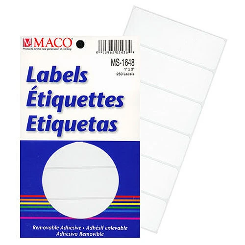 Rectangle Labels- 1" x 3"- White- 250/pack